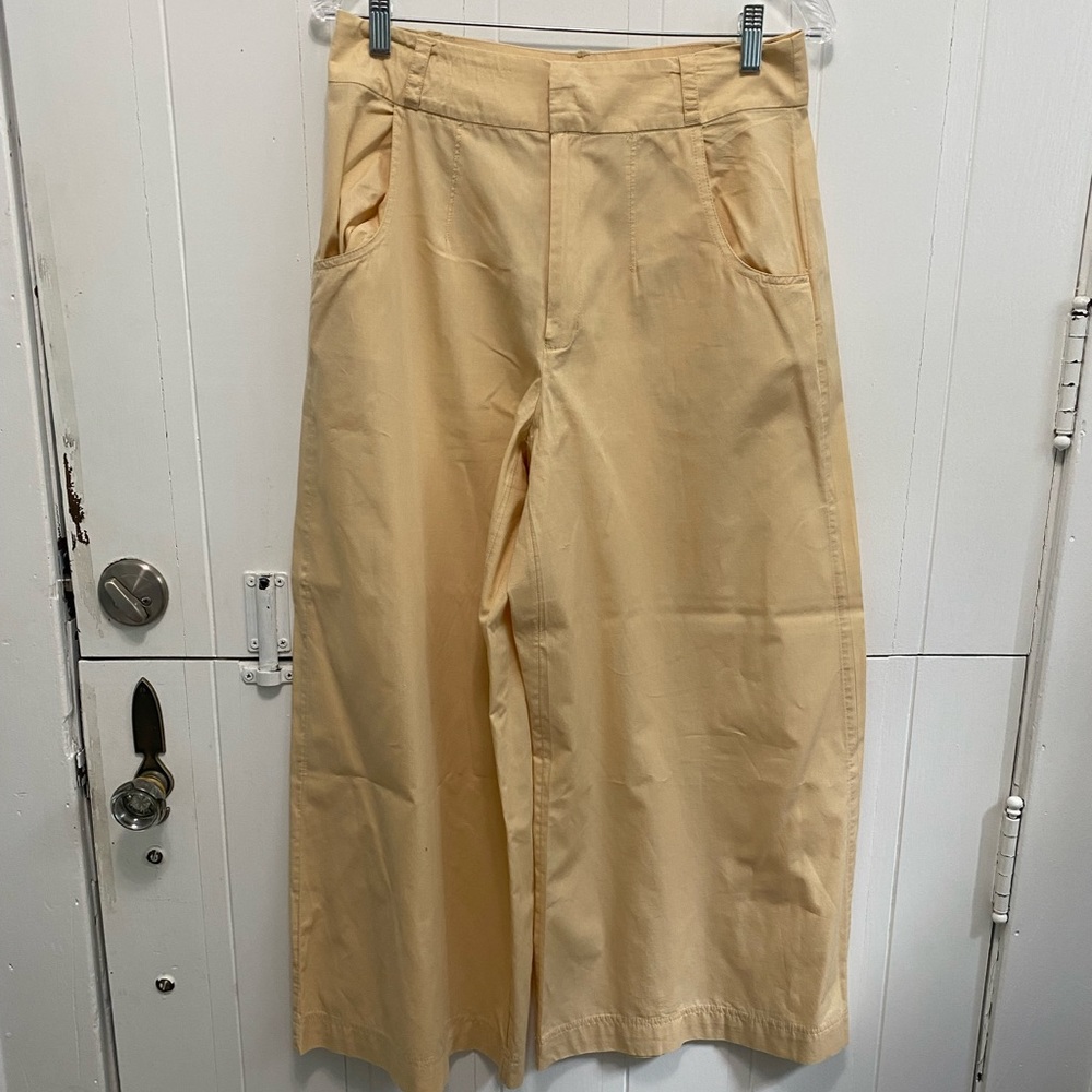 Free People Wide Leg Pants in Pale Yellow